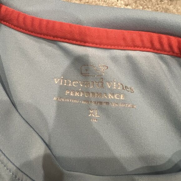 Vineyard Vines Harbor Performance T-Shirt Mens XL Light Blue Whale Logo L / S - Picture 6 of 7